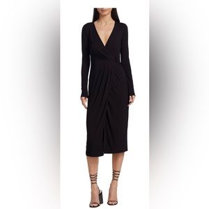 Good American Black Wrap dress.